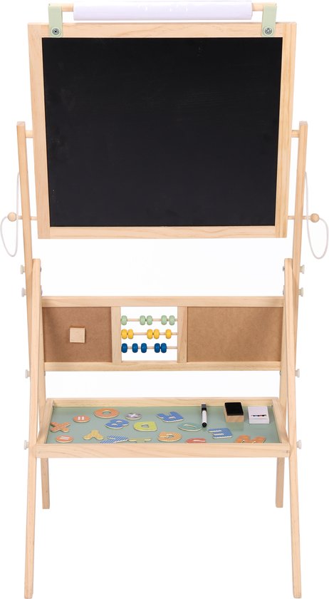 Sunny Mika houten activiteitsezel - Whiteboard, krijtbord en pegboard - 47 x 41 x 145 cm