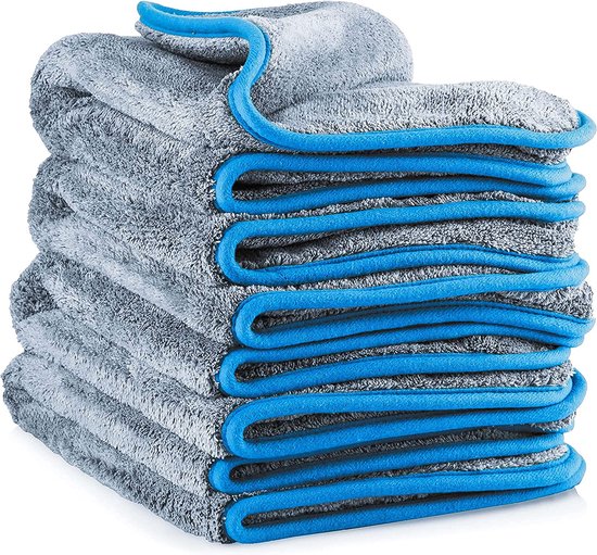 Licargo® Plush Microvezeldoeken met voor zachte autoverzorging - 42x48 cm (4) - superabsorberend en zacht - pluisvrije autoreinigingsdoeken, autodroogdoek voor het reinigen, poetsen, polijsten