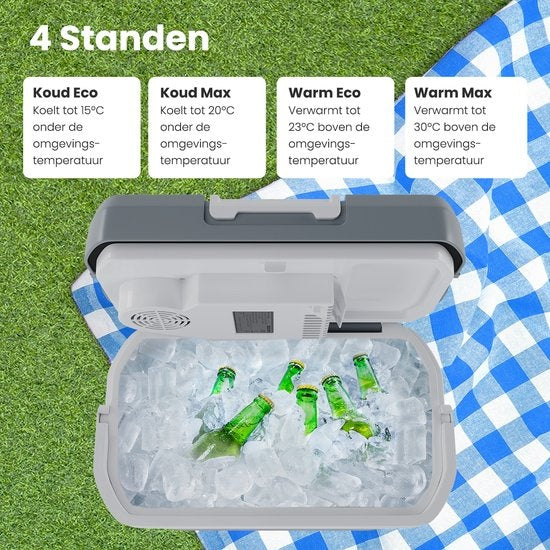 Auronic Elektrische Koelbox - 20 L - Koelen en Verwarmen - 12V en 240V - Compact en draagbaar - Grijs