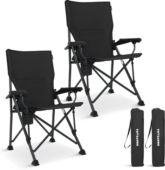 TRVLMORE Campingstoelen - Opvouwbaar - 120KG Draagvermogen - Incl. Draagtas - Klapstoel - Visstoel - Kampeerstoel - Vouwstoel - Grijs