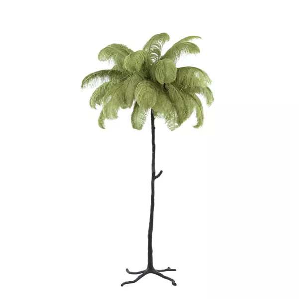 Light & Living Vloerlamp FEATHER - Zwart/Olijfgroen - Ø95×180 cm
