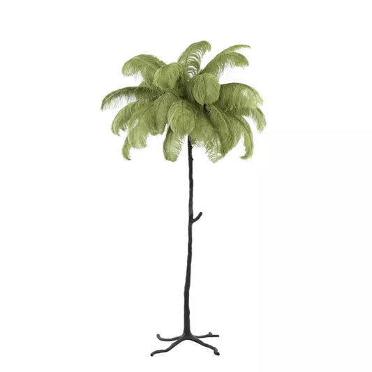 Light & Living Vloerlamp FEATHER - Zwart/Olijfgroen - Ø95×180 cm