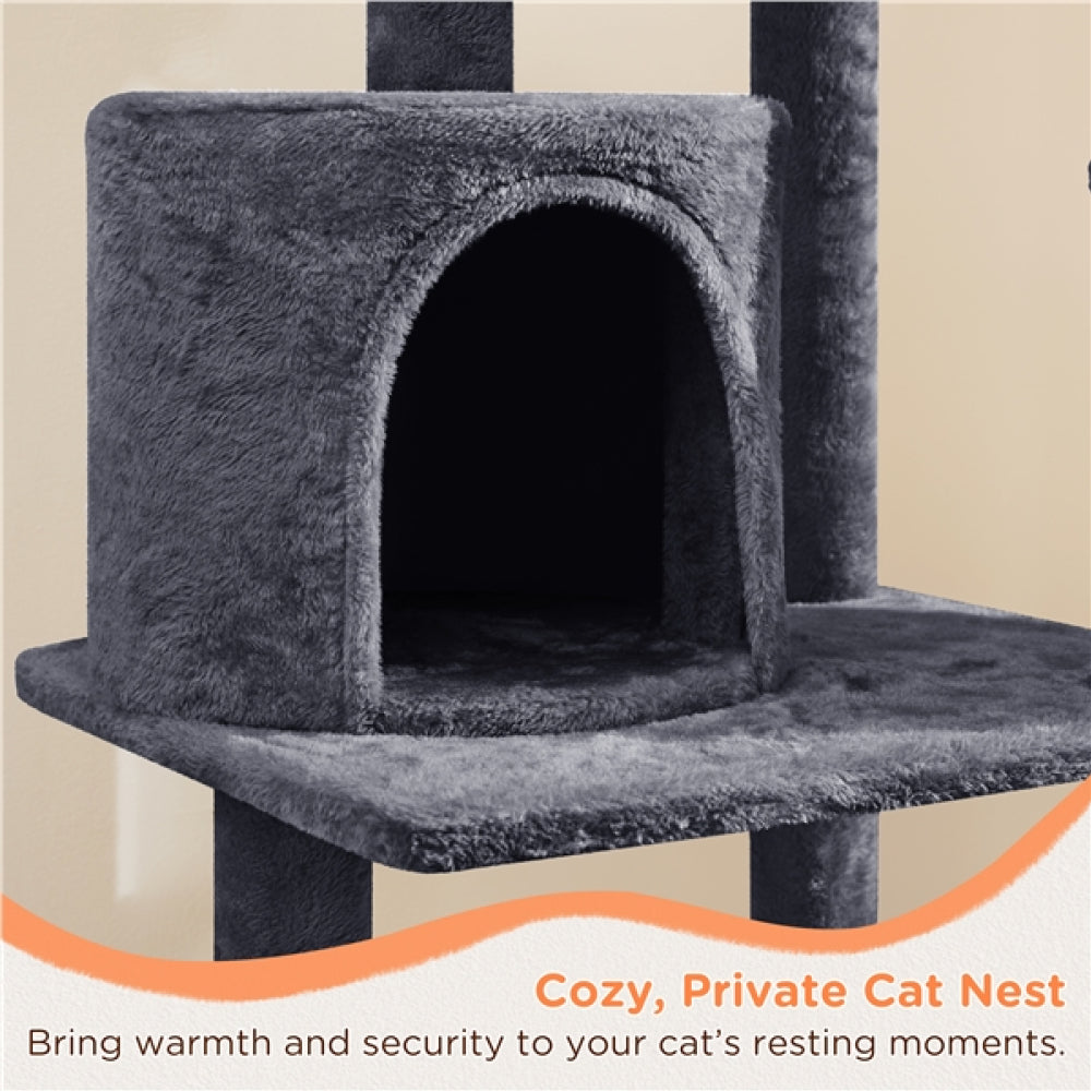 Multi Level Cat Tower 145 cm - 48,5 x 40,5 cm - Donkergrijs