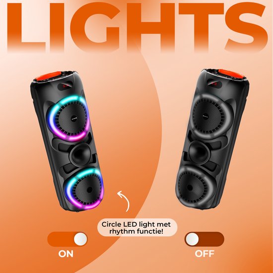 Denver Bluetooth Speaker Party box - Discolichten - Partybox - Incl. Draadloze Microfoon & Afstandsbediening - BPS459