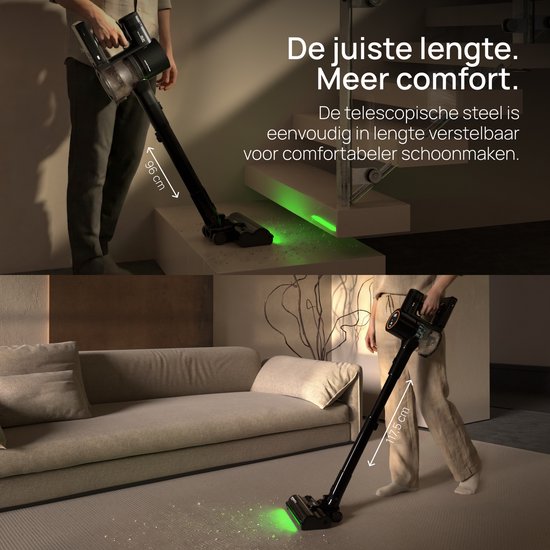 Skrub Steelstofzuiger Draadloos 500W - 60 Min - 32kPa - HEPA H13 - Kruimeldief - Snoerloze Stofzuiger zonder zak