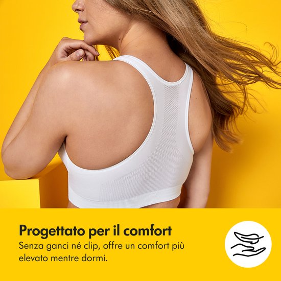 Medela Keep Cool Sleep bh - Naadloze slaapbh - Zwangerschapsbh - Voedingsbh met 2 ademende zones - Soft Touchmateriaal - Wit - Maat L