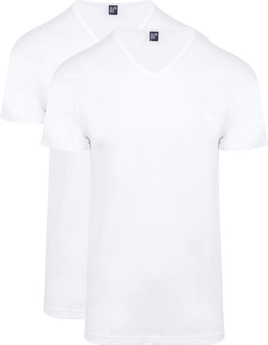 Alan Red Vermont T-Shirt V-Hals Wit (2Pack) - Maat L - Heren - Basic T-shirt