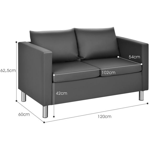 Coast Tweezitsbank - 120x60x62,5 cm - Leer - Grijs
