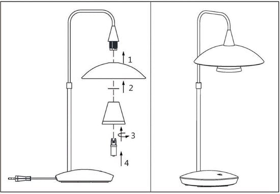 Tafellamp Tallerken 2657ST - Staal/Wit - Modern Design - Inclusief LED Lichtbron - Steinhauer