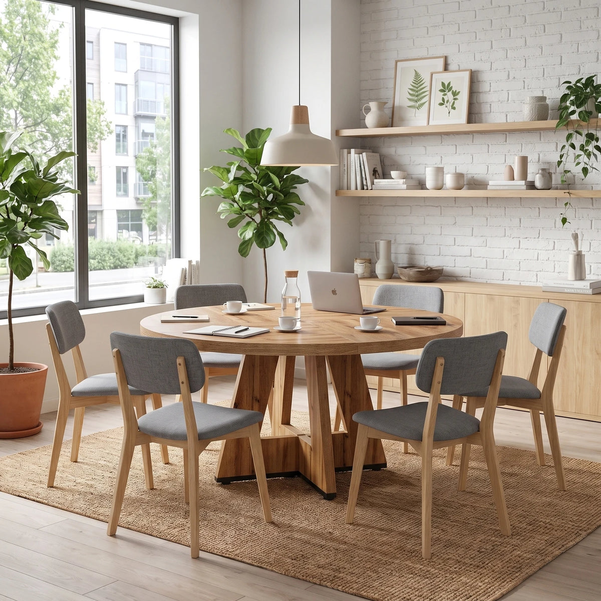 Lantine Ronde Eettafel 120 cm - Landelijke Keukentafel voor 4 Personen - Stevig Metalen Frame - Rustieke Afwerking