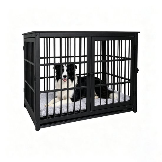 Hondenbench - bench voor kleine en middelgrote honden - hondenhok - voor binnen - inclusief hondenkussen - 91 cm x 60 cm x 74 cm