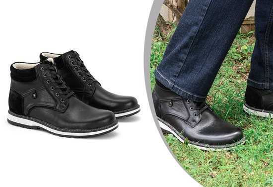 Milanoro - Elegante lederen herensneakers - Zwart - Maat 43
