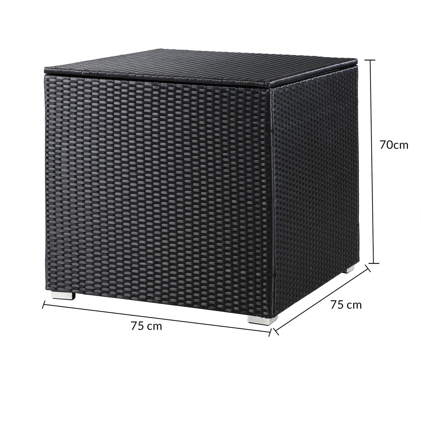 Casaria Opslagbox/Opbergbox - Kussens, Tuin - Polyrotan - Zwart - 75x75x70cm