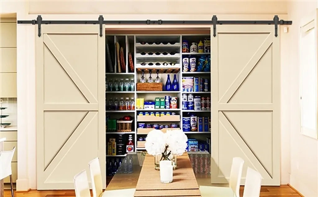 Yaheetech Schuifdeursysteem 366 cm met Montageset, Zwart