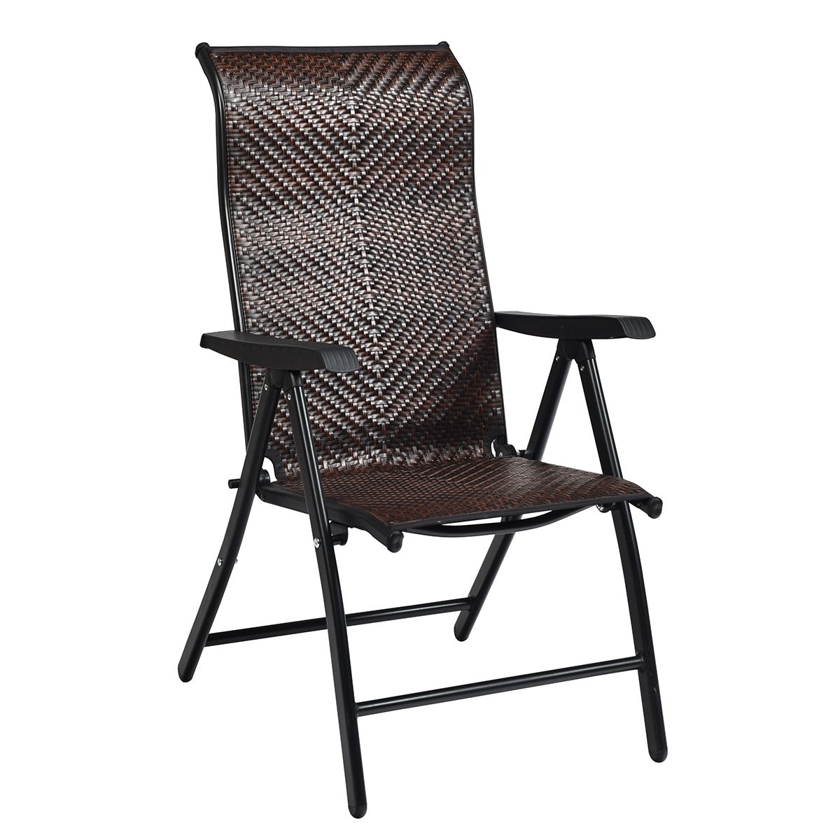 Coast Rotan Klapstoelen Set van 2 - Verstelbare Rugleuning - Opvouwbaar en Draagbaar - Bruin