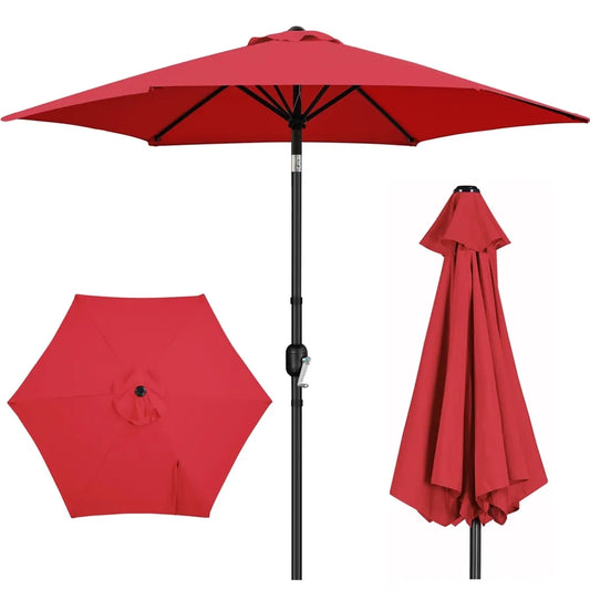 Yaheetech Parasol 269x241 cm - Kantelbaar - UV50+ - Waterafstotend - Zonder Voet - Rood