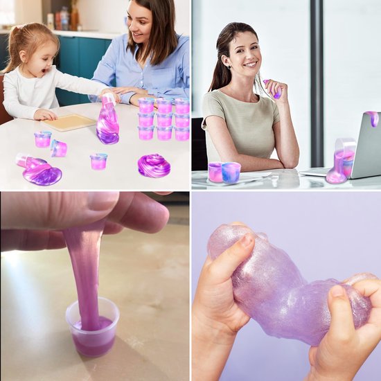 Partizzle 24x Unicorn Slijm Pakket - Eenhoorn Uitdeelcadeautjes - Grabbelton Maken Slime Speelgoed - Traktatie Cadeautjes voor Kinderen - Roze