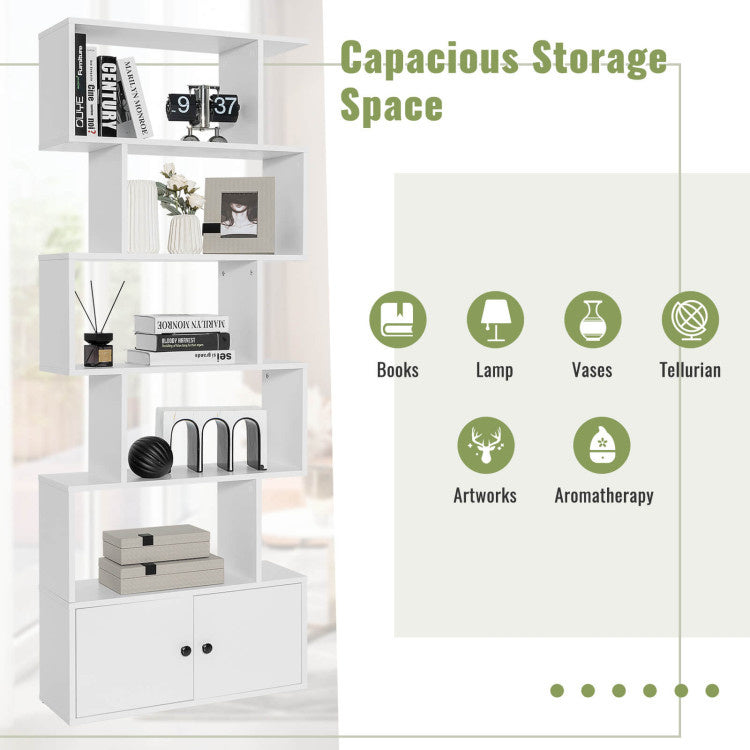 Coast 6 Laags Boekenkast - Decoratieve Opbergplanken - 70 x 23 x 183 cm - Wit