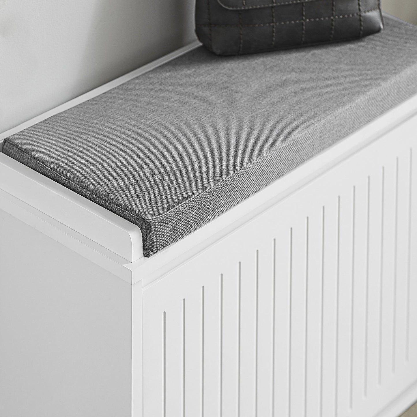 SoBuy Schoenenbank met 1 lade - Max. 150 kg - 60 x 26 x 46 cm - Wit/ Grijs