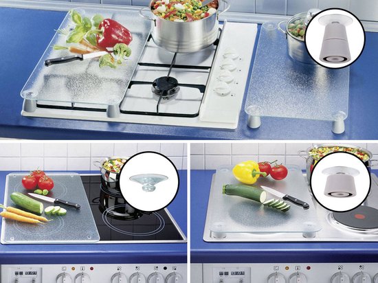 WENKO Glazen beschermplaten voor fornuizen - 2 stuks HERBS