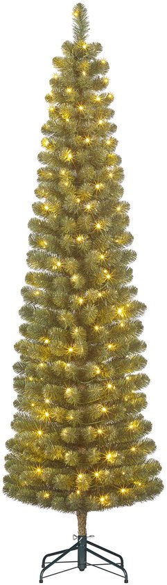 Black Box Trees Charlton Smalle Kerstboom met Timer en Dimfunctie - Kerstversiering voor Binnen tijdens de Feestdagen - Kunstboom met Scharnierconstructie - H215 x Ø56 cm - Groen