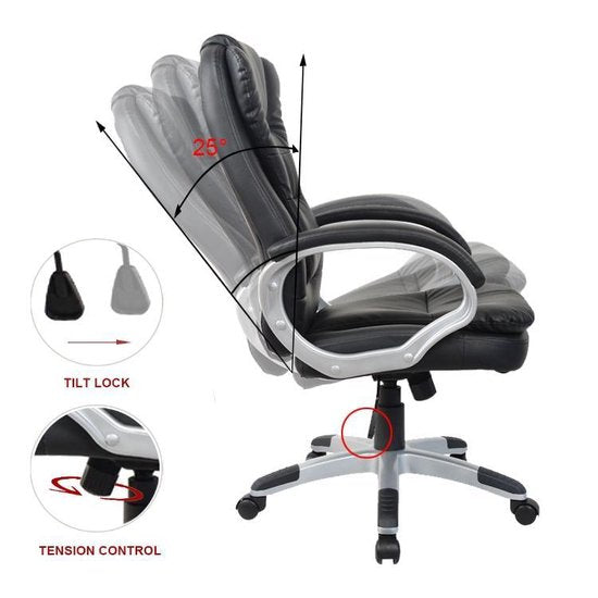 VDD Gaming Bureaustoel - Ergonomisch beweegbaar - Zwart - 62x50x115cm