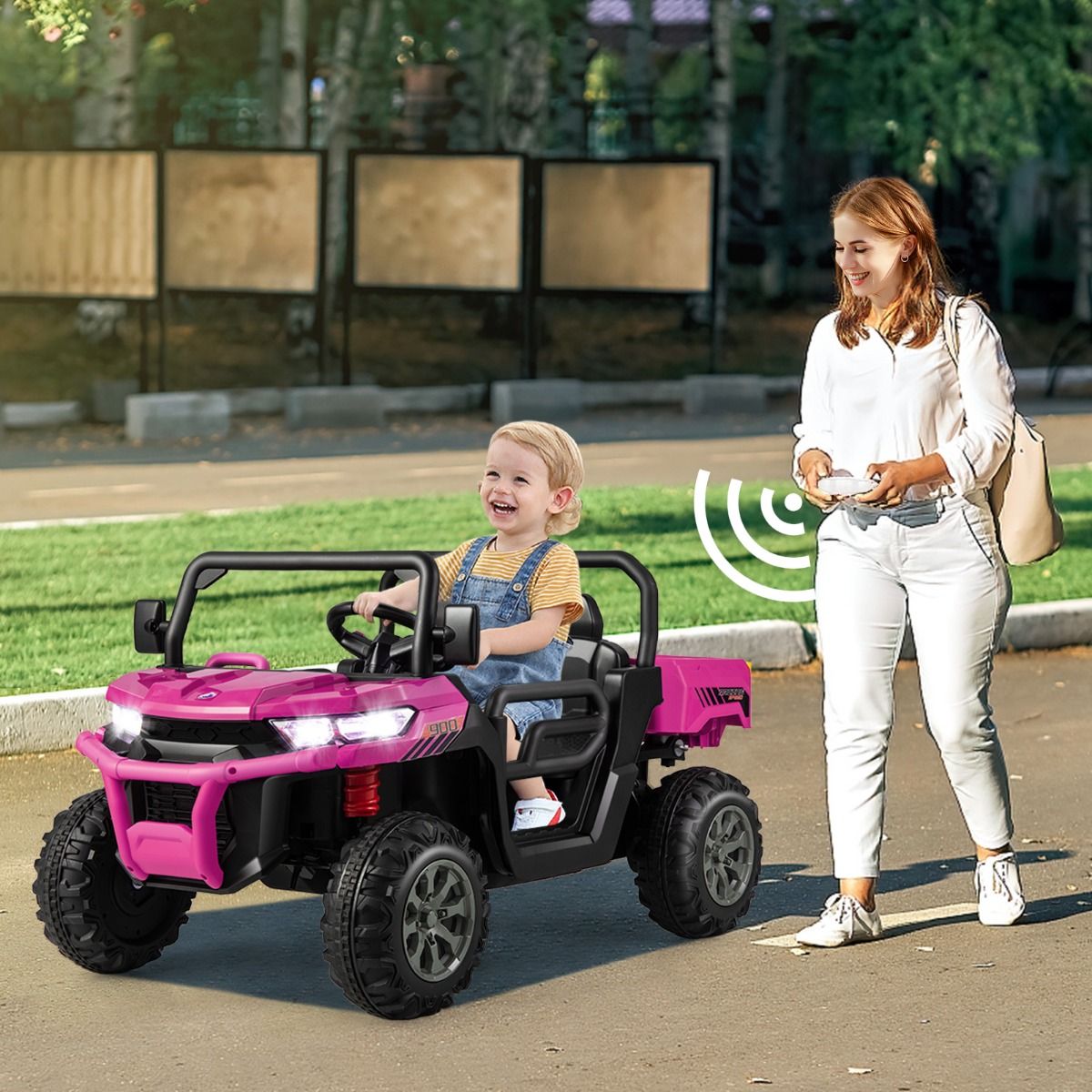 Coast Elektrische Kiepwagen voor Kinderen - 2 Zitplaatsen - Afstandsbediening - Roze