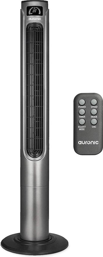 Auronic Torenventilator - Staande Ventilator met Afstandbediening - Timer - 55W - 45dB - 118cm - Donkergrijs