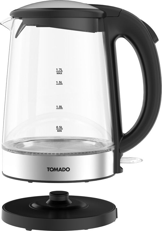 Tomado TWK1706G Waterkoker - 1.7L - RVS - BPA vrij - 2200W - 26x16x21 cm - Glas