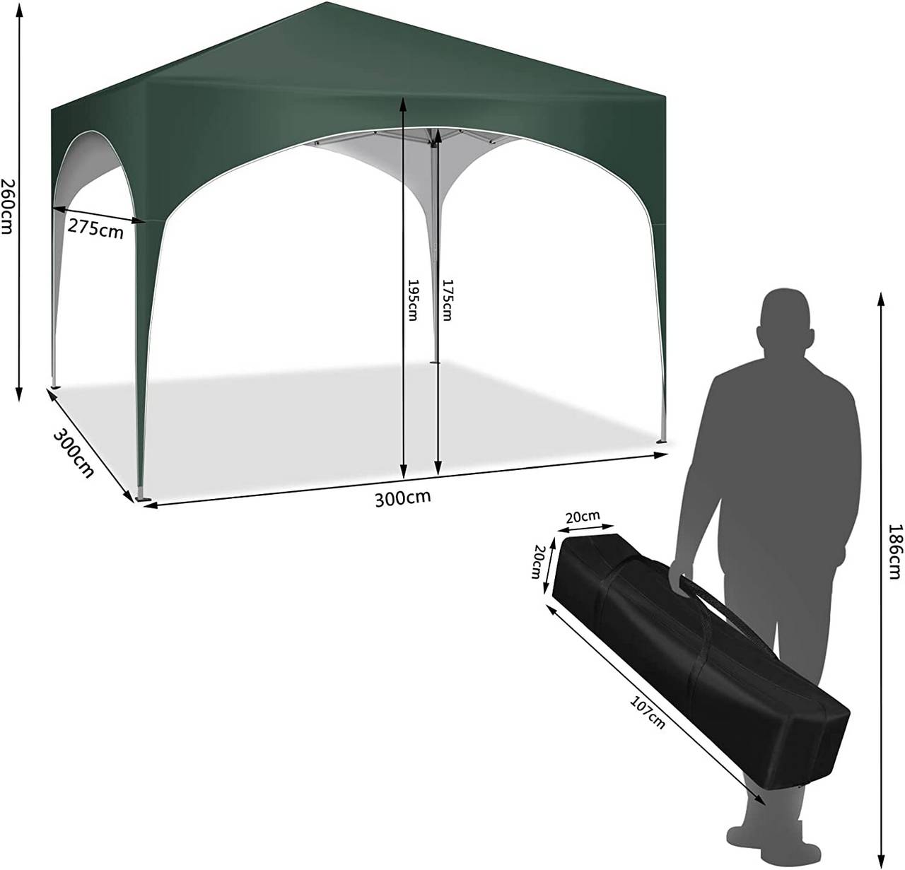 WOLTU Paviljoen Pop-Up - Waterdicht - Groen - 3x3m