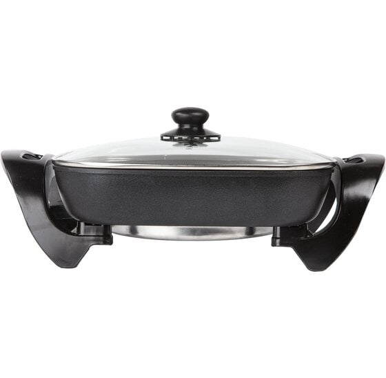 Skoov Hapjespan – 2-in-1 Elektrische BBQ Grill met Hotpot - Met Deksel – Multifunctionele Smokeless Non-stick Pan – Indoor Grill & Fondue