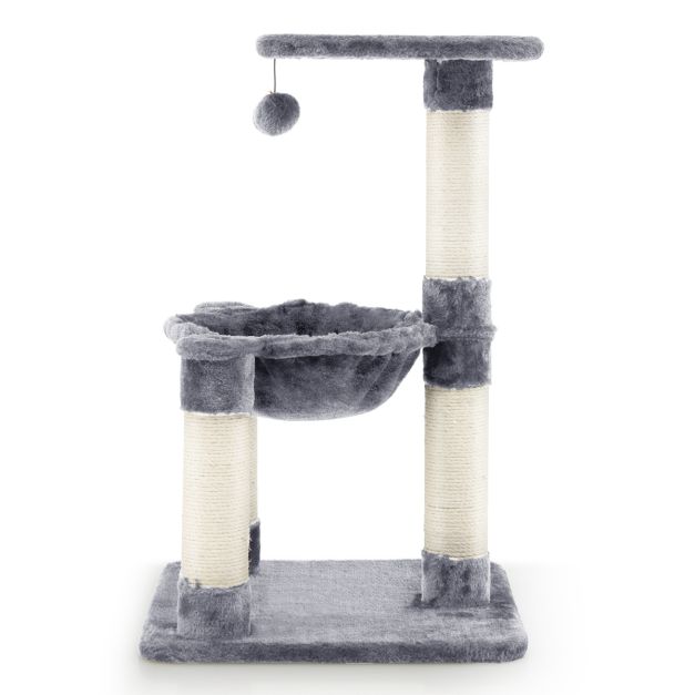 Coast Multi -Storey Scratching Post Soft Wrapped Cat Tree met een gezellige hangmatgrijs