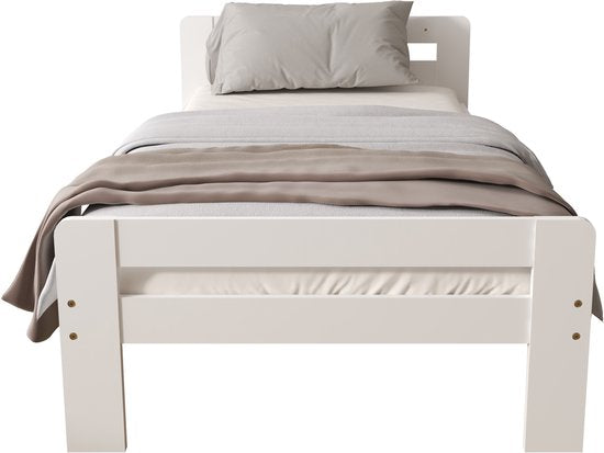 Sunny Olla Kinderbed – 200 x 90 – 205,5 x 98 x 61 cm – Peuterbed Meisjes en Jongens – FSC 100% Hout – Met Lattenbodem –Exclusief Matras – Wit
