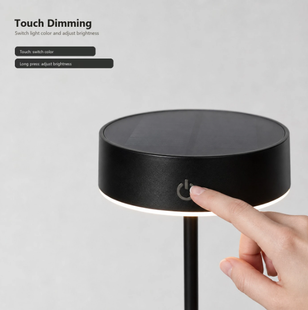 Arlgsite Solar Tafellamp - Draadloos - USB-C Oplaadbaar - Dimbaar - 3 Kleurmodes