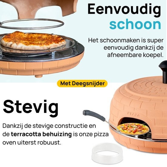 MOA Pizzarette - Pizza Oven - Pizza La Casa - 6 personen - RVS bakplaat - Terracotta - P06