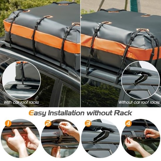 Coast dakkoffer - waterdicht - 560L - voor alle voertuigen - 4,5kg - 132 x 100 x 43cm - zwart en oranje