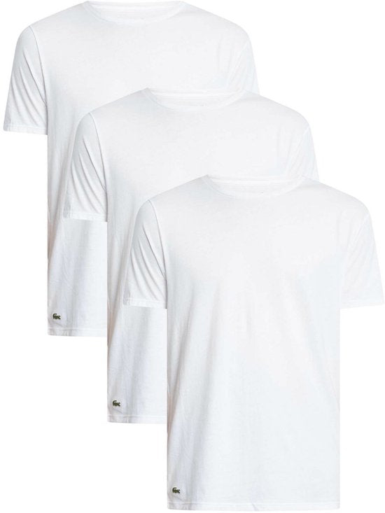 Lacoste Heren 100% Katoen Rond T-shirt Wit (3 stuks) - Maat M