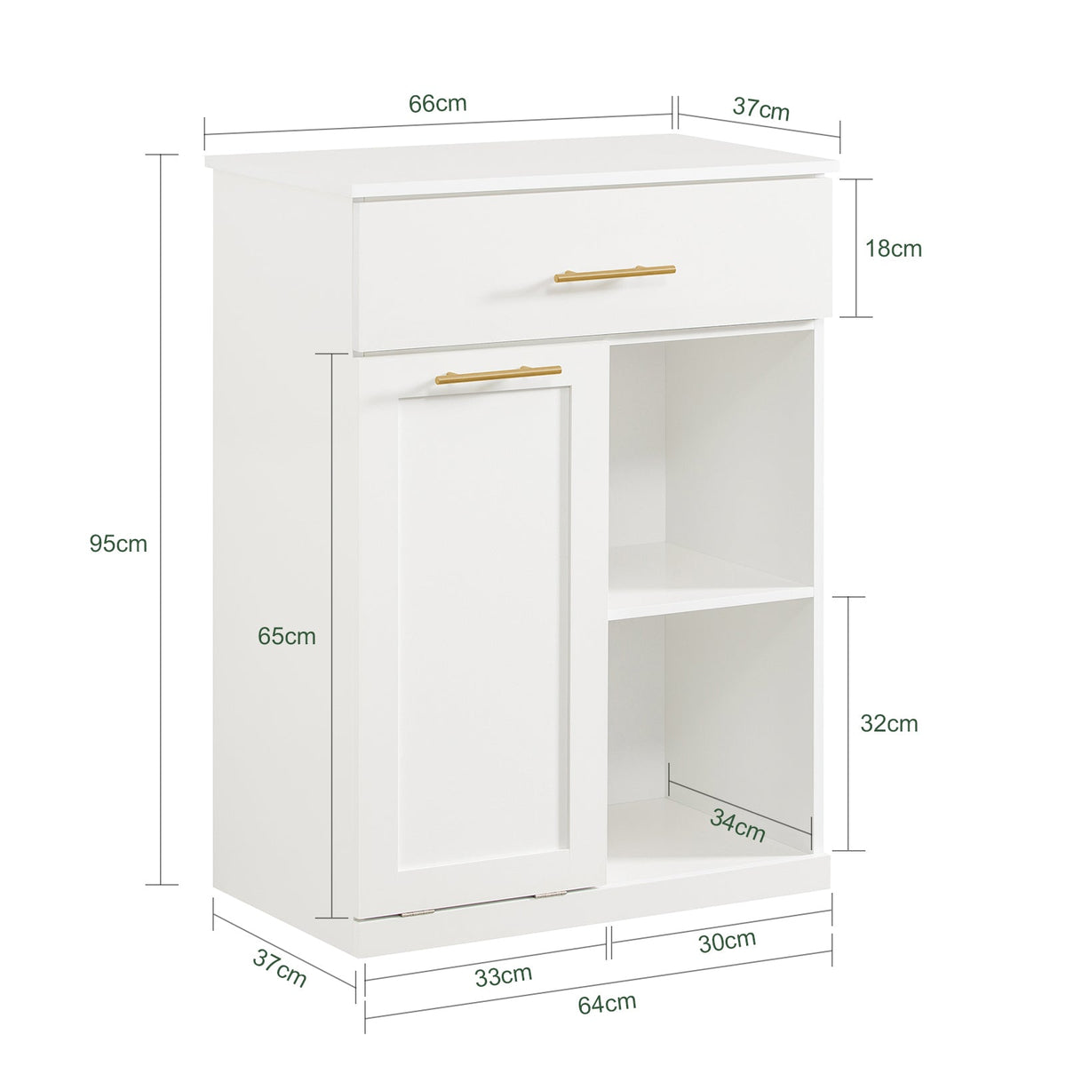 SoBuy waskast - 66 x 37 x 95cm - wit
