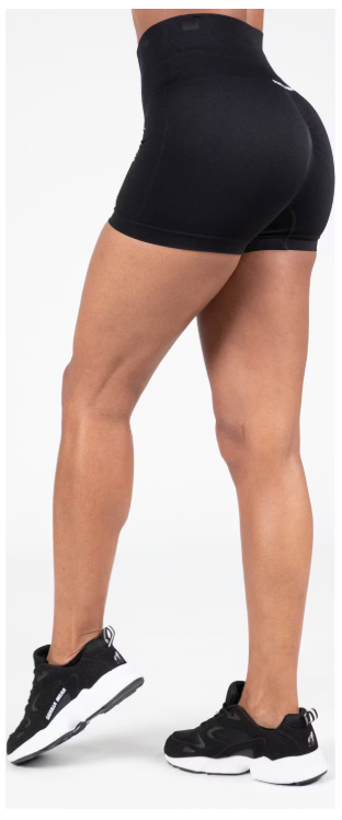 Gorilla Wear – Quincy Naadloze Shorts – Maat XS/S & Vierwegstretch – Voorzien Van Slim Fit En Hoge Taille – Voor Sport En Fitness – Zwart Nylon En Spandex