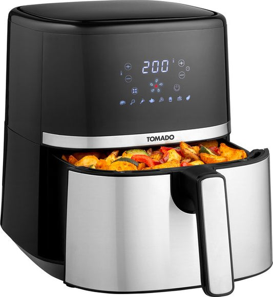 Tomado TAF5401S - Airfryer - 5,4 liter inhoud - Heteluchtfriteuse - Digitaal display - 800 gram friet - Zwart/RVS