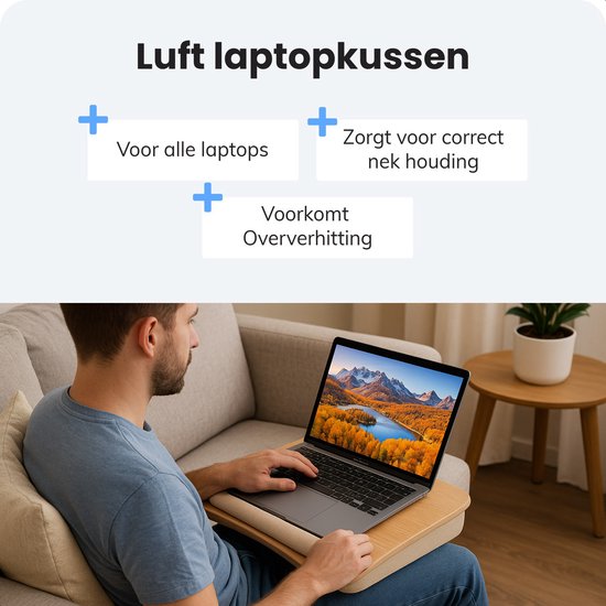 Laptop kussen - Schoot tafel - Verstelbaar - Standaard voor Thuiswerken - Bedtafel - Laptray en Tabletstandaard - Bamboe