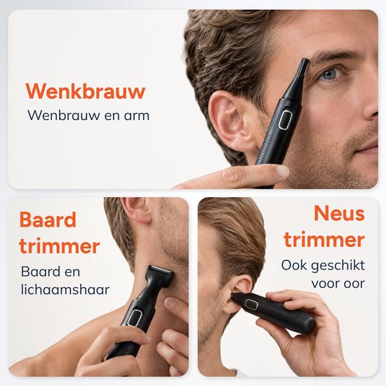 Skoov 3-in-1 Neustrimmer PRO - Draadloos - Oor - Wenkbrauw - Trimmer - Mannen - Heren - Vrouwen - Waterdicht - Zwart