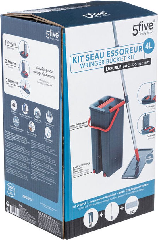 4L dweilemmer-set met dweil en 2 microvezel-navullingen
