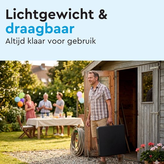 BRASQ Inklapbare Vouwtafel Zwart - 120x60x74cm - Campingtafel - Klaptafel - Inklapbaar - Weerbestendig