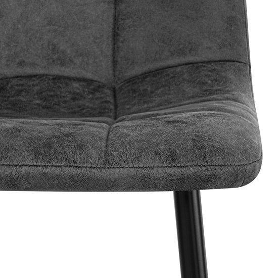 Refurna Eetkamerstoel - Luxe - Microleder - Max. 125 kg - 62 x 51 x 85 cm - Antraciet
