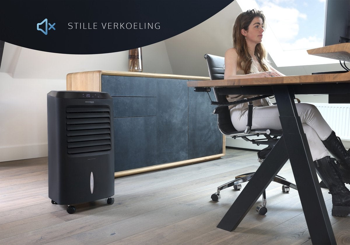 JAP Appliances Aircooler – 4-in-1, 500 m³/h, 10 liter – 65 W – 38,2 x 31,6 x 76 cm – Zwart
