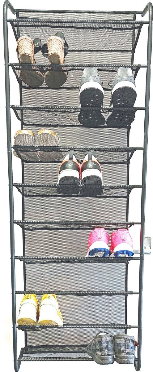 O'DADDY® Hangend Schoenenrek Metaal – Voor Opdek & Stompe Deuren – 30 Paar Schoenen – Compact & Ruimtebesparend – Zwart