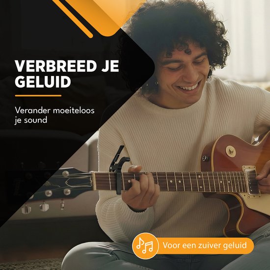 Finesse Universele Capo met Plectrums - Gitaar - Akoestisch - Elektrische - Ukelele - Zwart