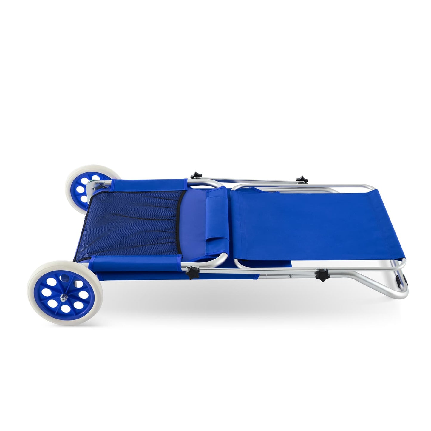 Casaria Ligbed Kreta - Blauw - Aluminium - Opvouwbaar met Wielen, Zonnescherm & Hoofdkussen - 150 x 52 cm
