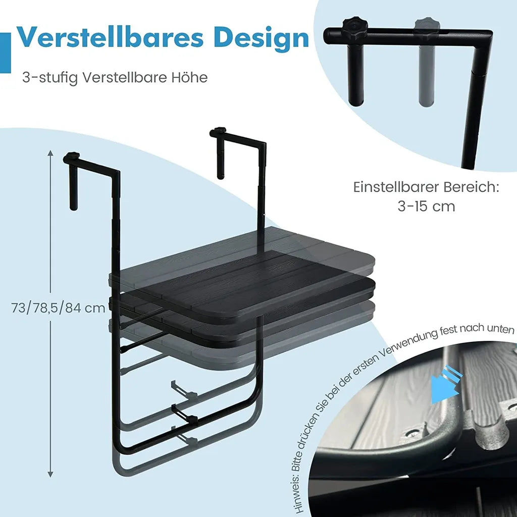 Coast opvouwbare verhouding Tabel Hangtafel voor binnen- en buitenruimte zwart